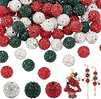Vista 39 de PH PandaHall - 100 unidades de cuentas de 10 mm con diamantes de imitación, cuentas de arcilla tipo bola de discoteca con pavé, cuentas de cristal