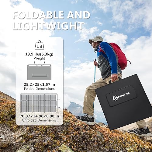 Miniatura 4 de Panel solar portátil de 200 W para estación de energía, cargador de panel solar plegable ETFE de alta eficiencia al 24%, resistente al agua IP68,