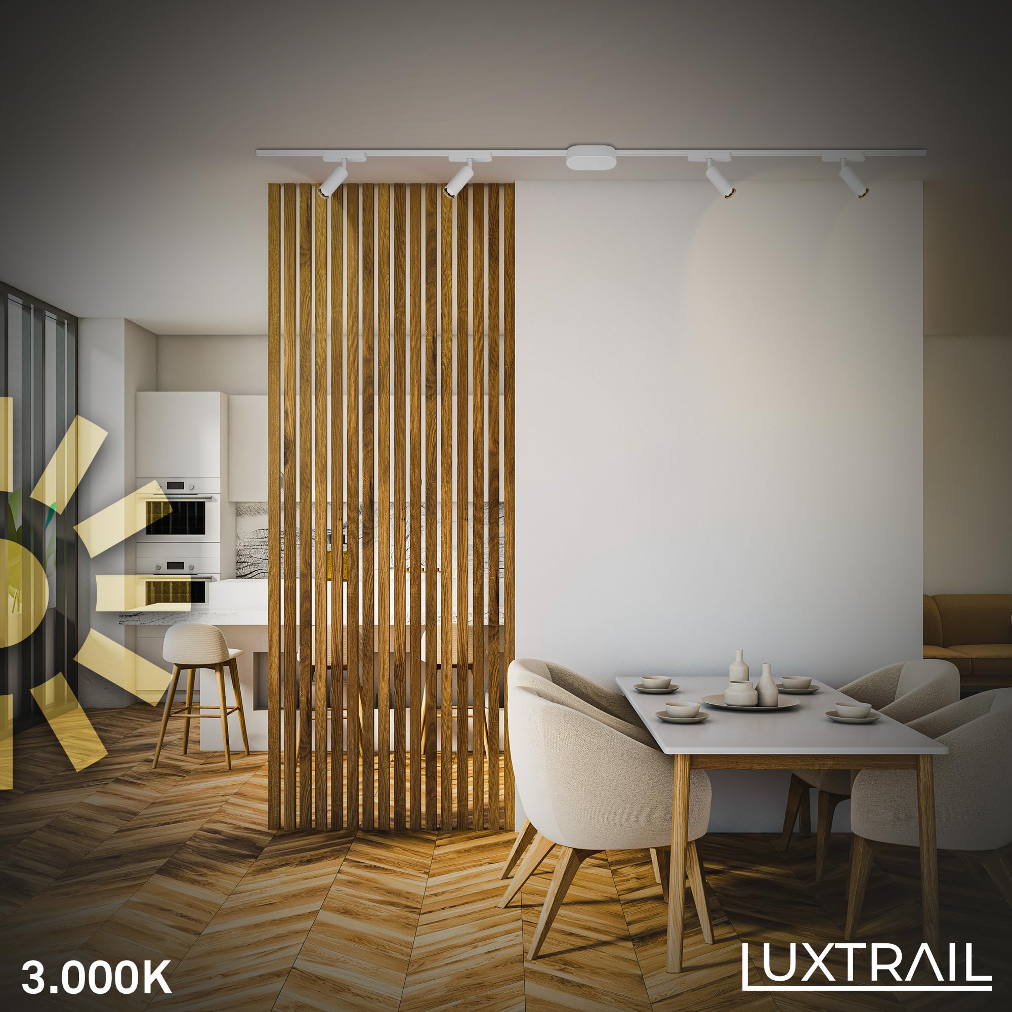 BRILONER - Système de rail Luxtrail LED Tracklight, Blanc chaud, Orientable, Accessoires, Tracklight, LED Spot, Spot de plafond, Projecteur, Plafonnier, Plafonnier, 130x40x155mm (LxDxH), Blanc