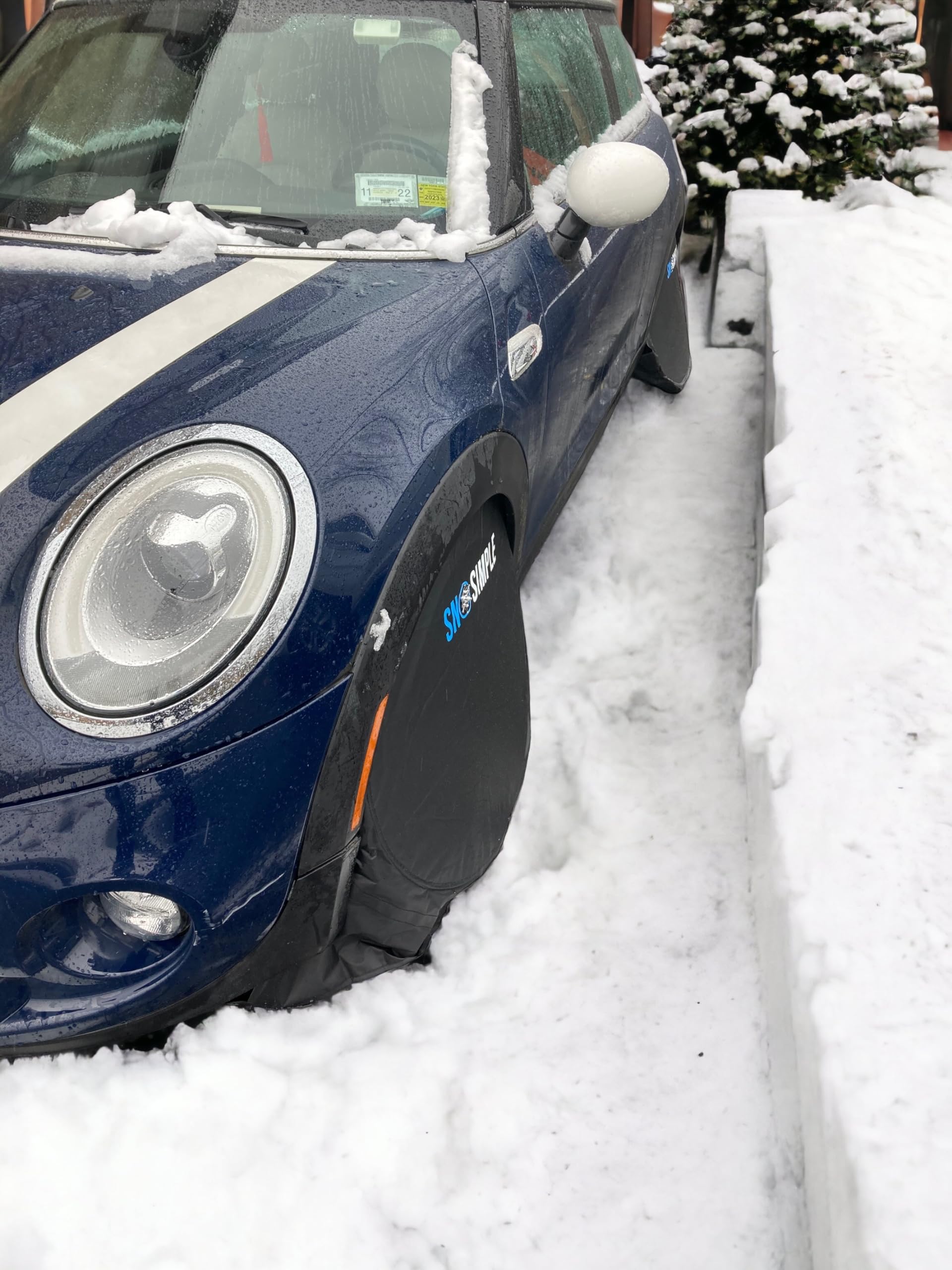 Sno Simple Wheel Shield (Compact): Prevent Snow & Ice in Tires & Wheel Well. for Parked Vehicles in driveways, Street Parking & Snow plow Routes. Reduced Shoveling, Quicker Getaway. 2 Pack.