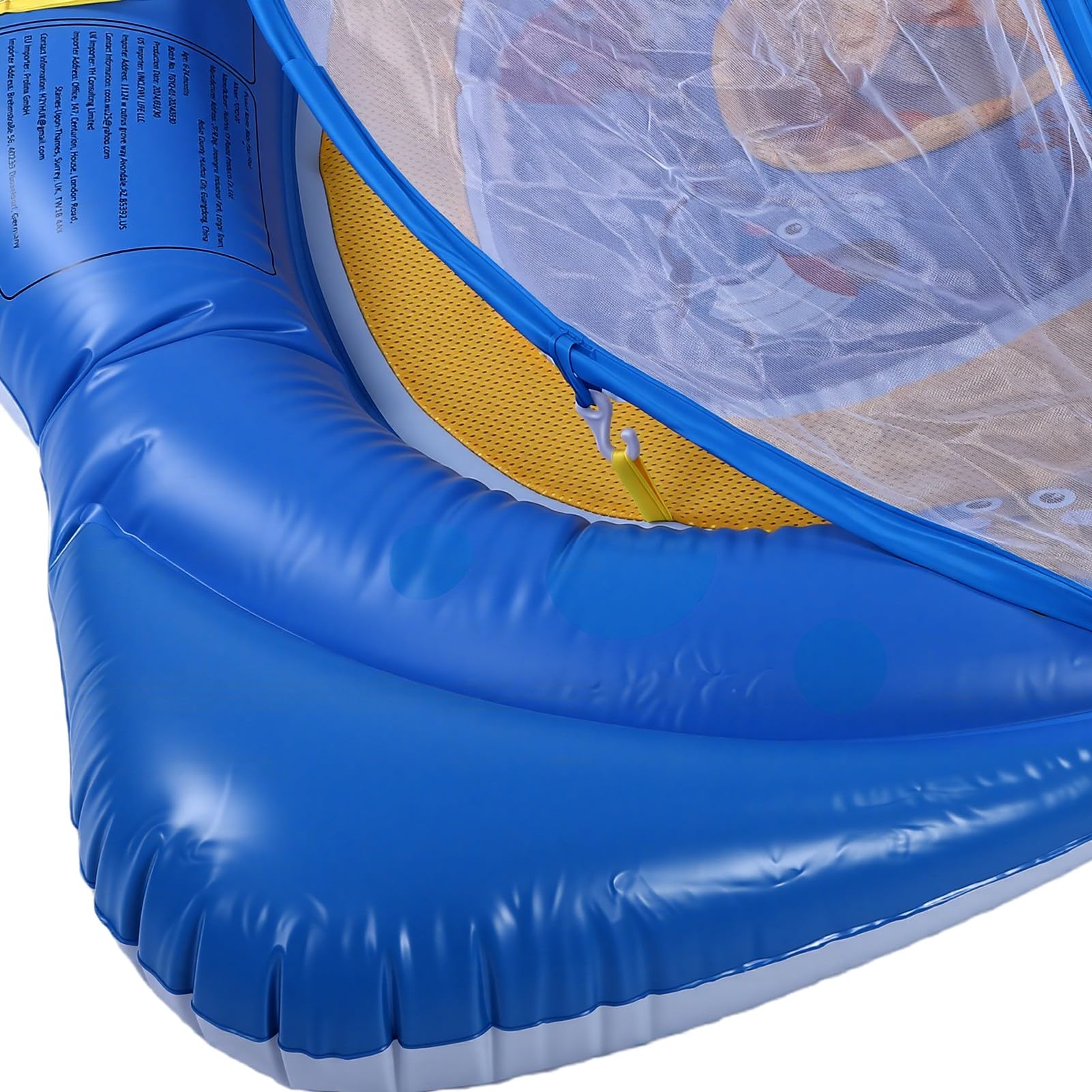 Naroote Flotteur pour Bébé avec Auvent UPF 50 Siège en Filet Respirant 360° | Auvent Ajustable 4 Positions, Design Stable Anti-Bascule, Léger et Portable, pour Plage, Piscine et Voyages