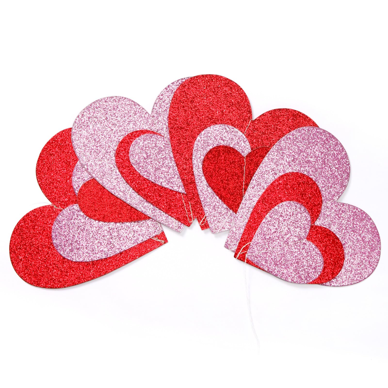 Guirnalda de corazón para decoración de fiesta del día de San Valentín, 6 serpentinas colgantes de amor rosa y rojo, romántica noche especial, baby shower, boda, aniversario, galentinas, decoración de