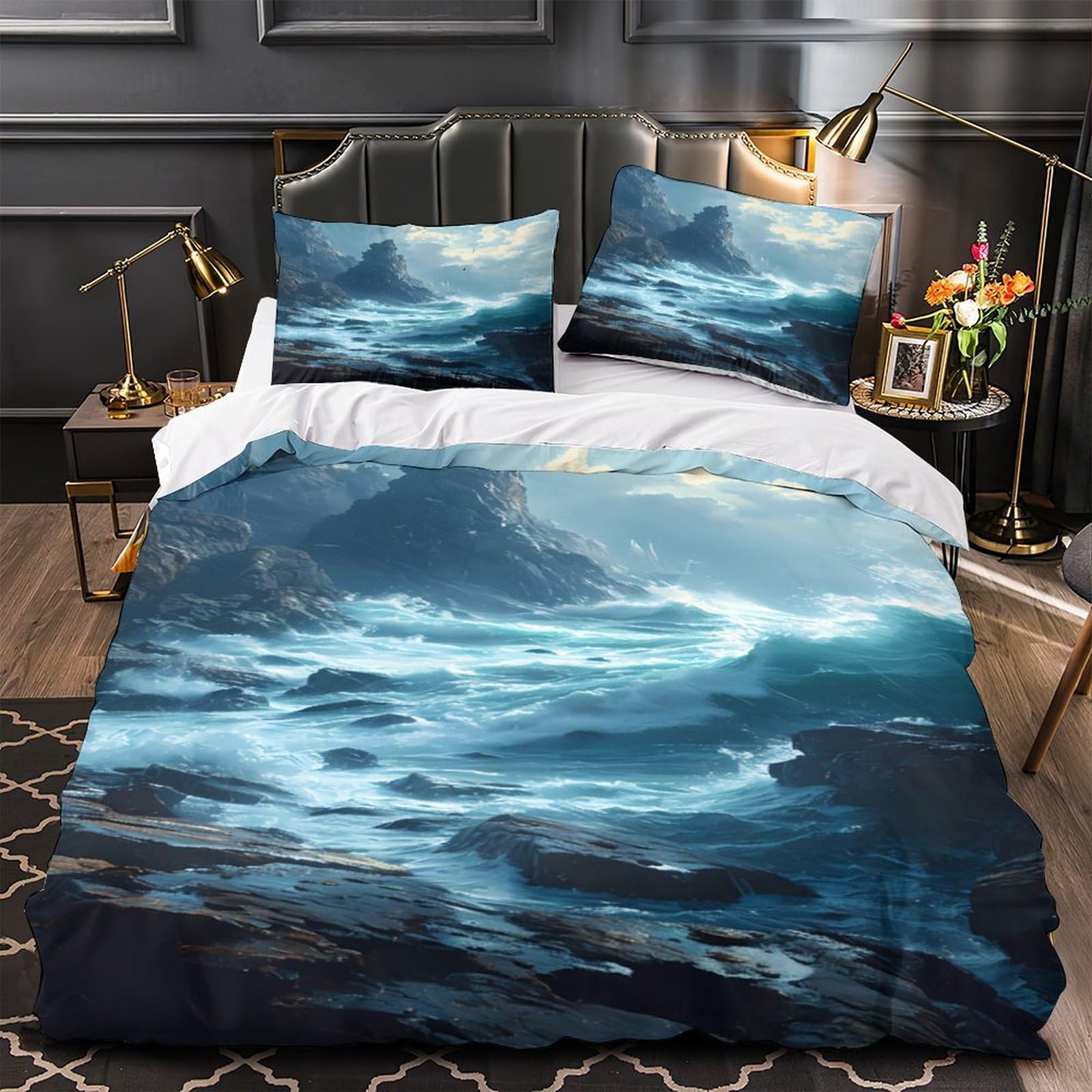Housse de couette 135x200 microfibre hypoallergique 3 pièces éclair