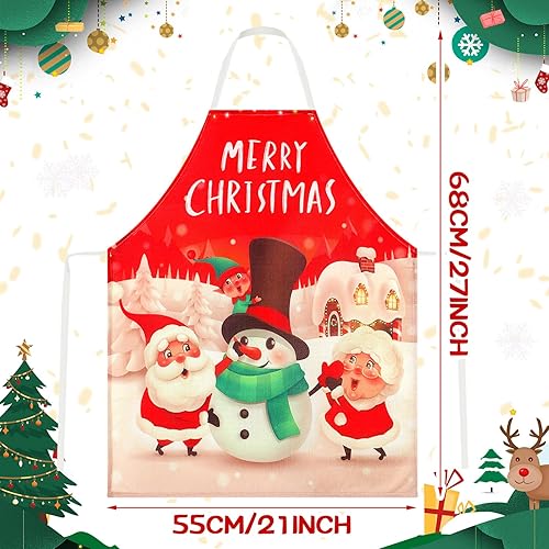 Miniatura 2 de SATINIOR Delantal de Navidad de 8 piezas, delantal a cuadros de búfalo rojo y negro personalizado para mujer