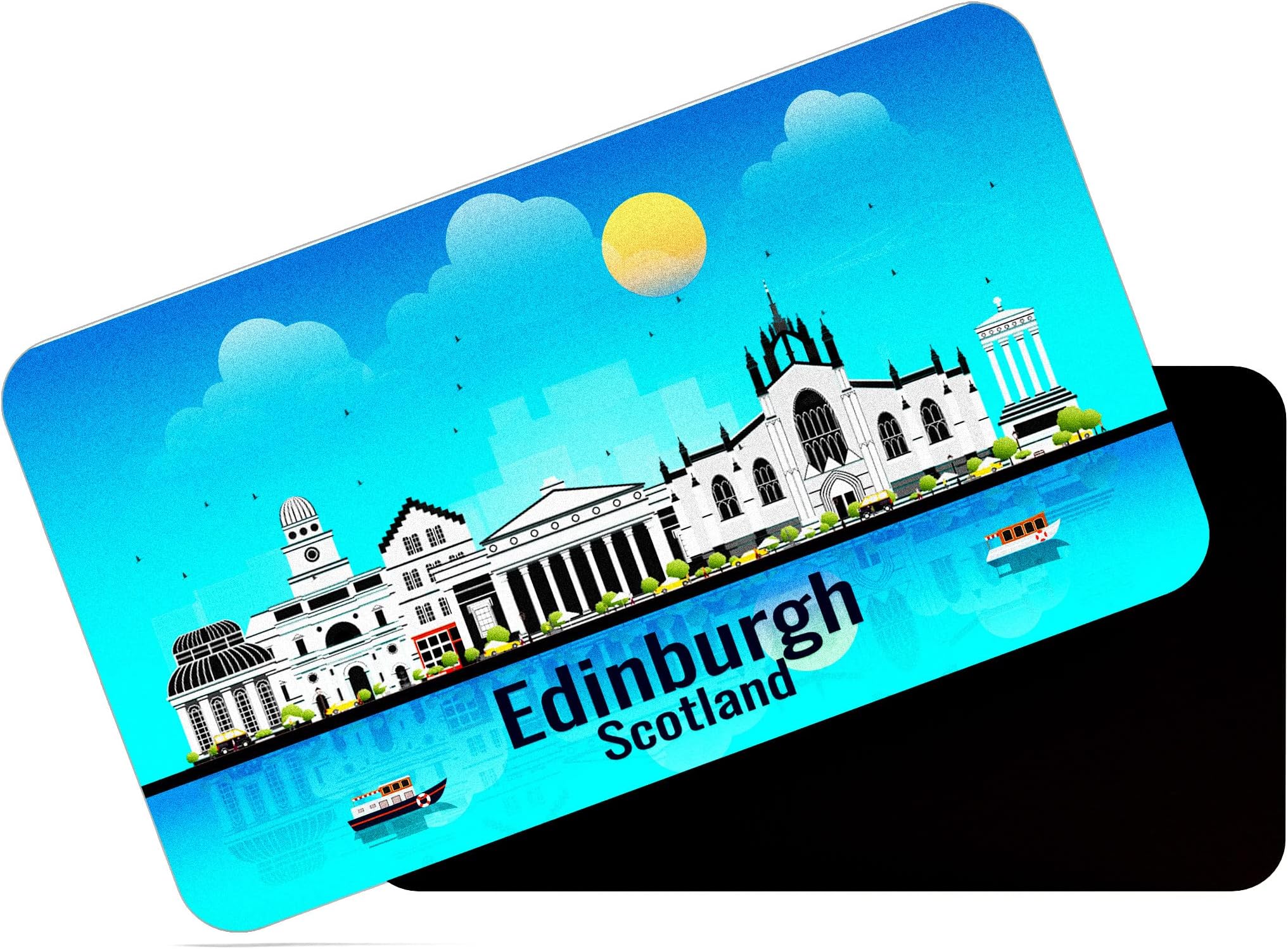 dhcrafts Rectangular Rubber Fridge Magnet/Magnetic Card Blue Scotland Edinburg Design Pack of 1 (8.6cm x 5.4cm)