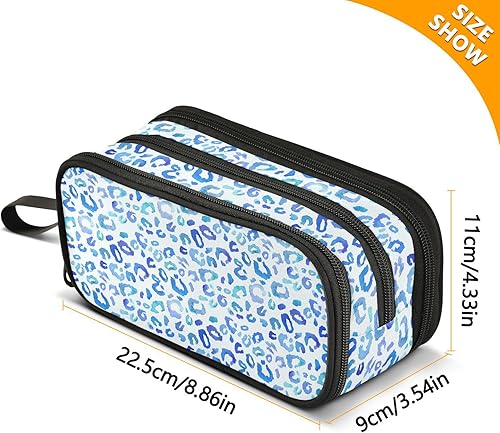 Miniatura 3 de ALAZA Estuche para lápices de guepardo con estampado de leopardo azul, gran capacidad, estuche para lápices de oficina y universidad, bolsa de