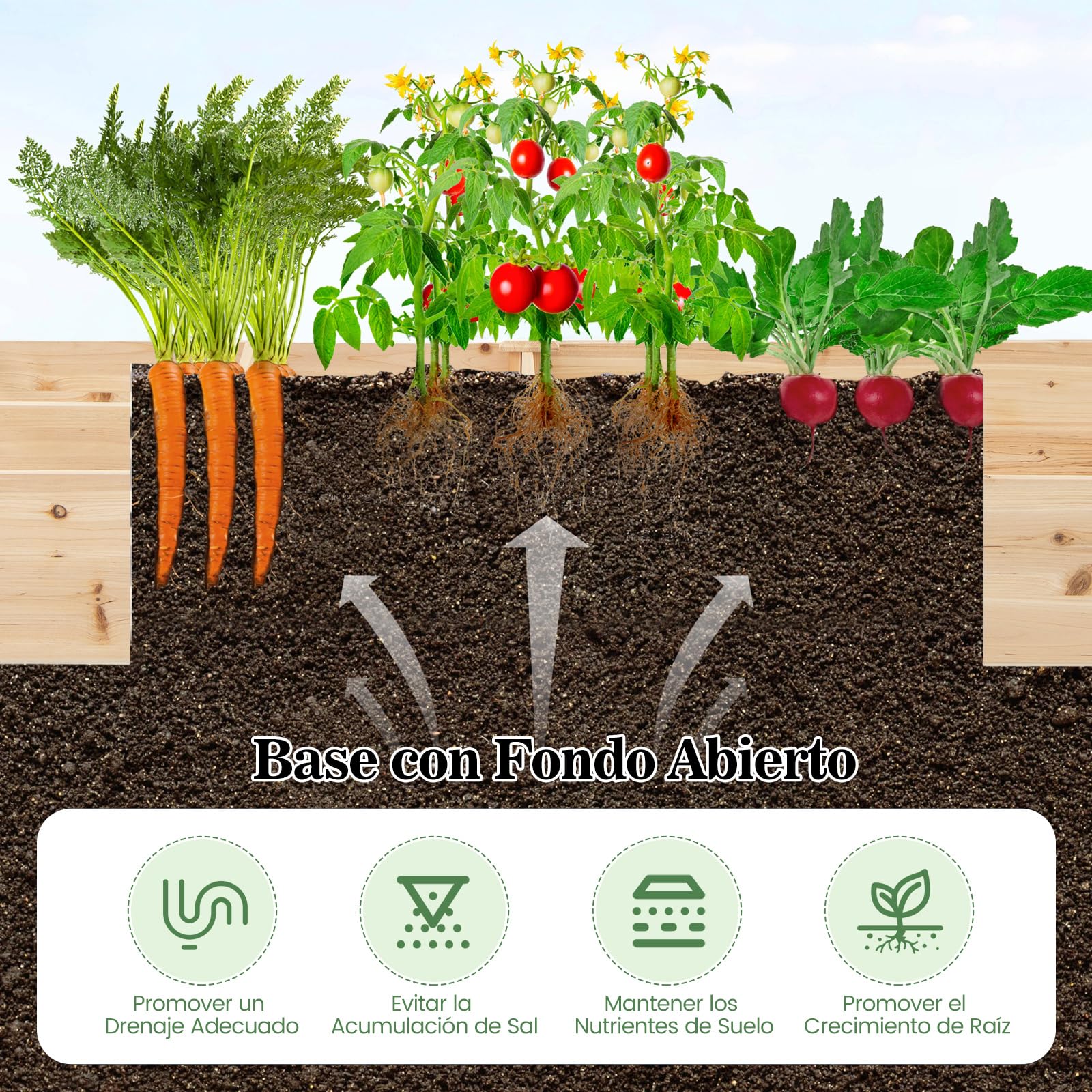 COSTWAY Huerto Urbano Exterior, 228x62x25 cm, Jardinería Elevada de Madera, Cama Elevada de Jardín con 2 Cajas de Cultivo y Divisores para Flores, Vegetales, Jardineras para Patio Césped (Natural)