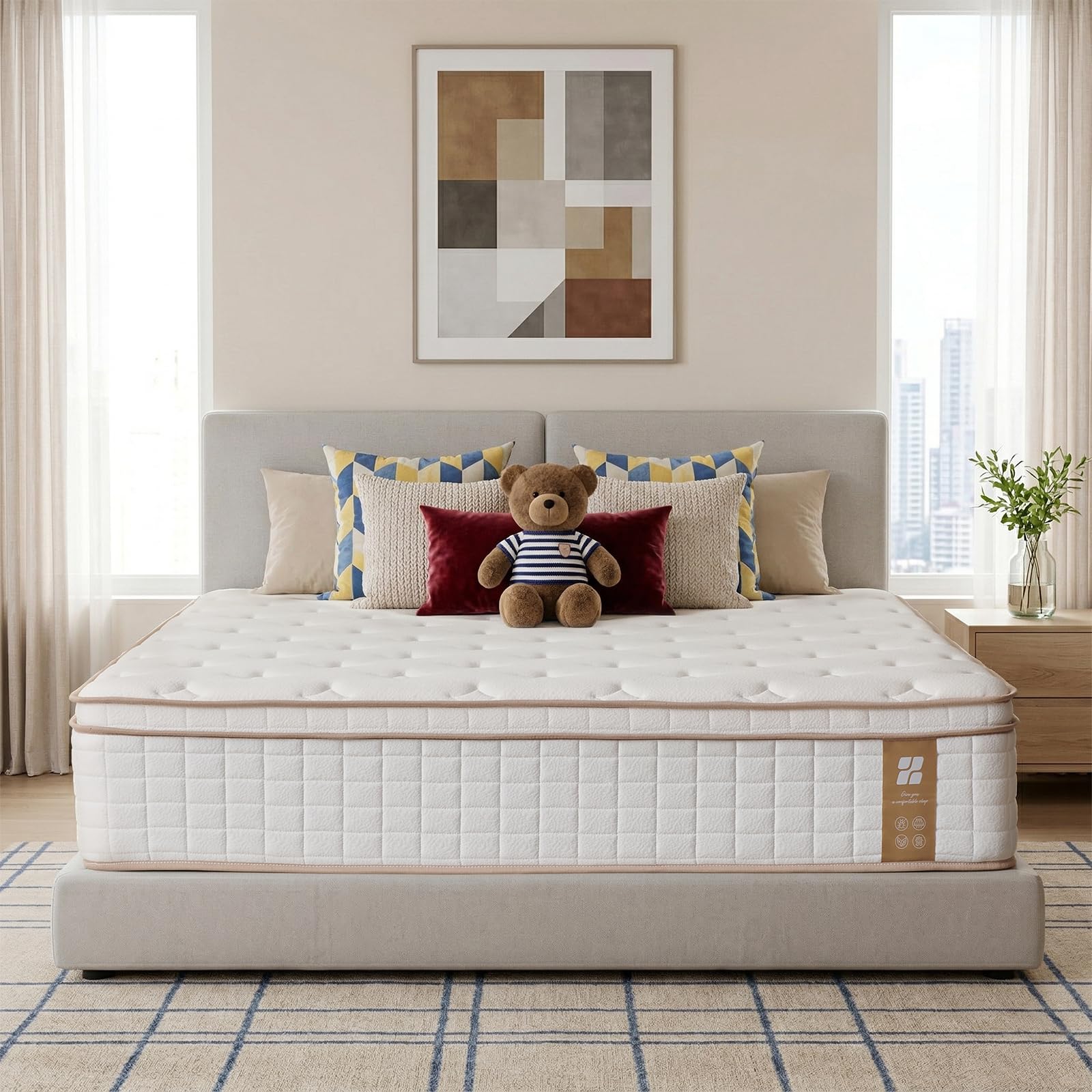Profus Queen Mattress, 12 Inch Queen Size Mattresses, Memory Foam Mattress in a Box with Pocket Coils, Relieve Pressure with Medium Support, CertiPUR-US Certified, Hybrid Mattress Queen