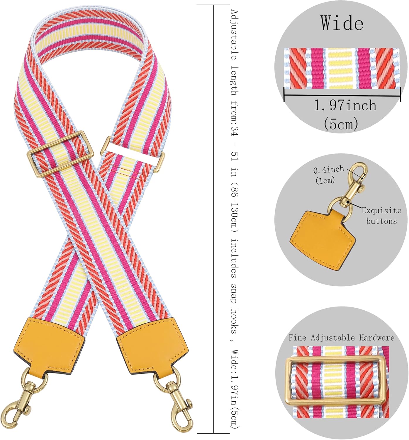 Miniatura 3 de HUADEK Purse Strap Replacement Crossbody Handbag Stripe Wide Adjustable