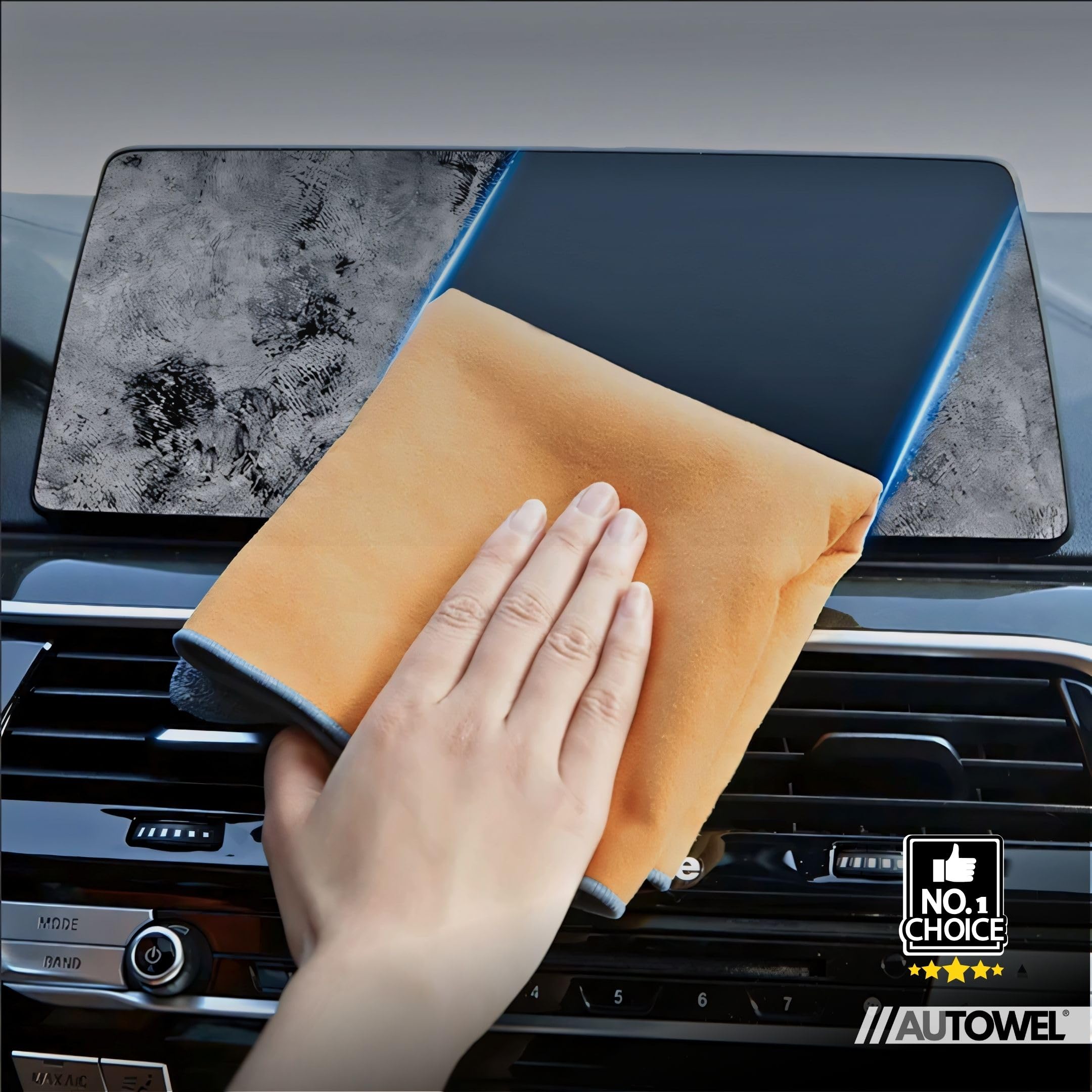 AUTOWEL® Premium Double-Sided Microfiber Car Drying Towel – Suede & Coral Velvet Detailing Cloth – Ultra Soft, Scratch-Free & Super Absorbent – Lint-Free for Cars, Bikes & Home (30x60 cm, Pack of 2)