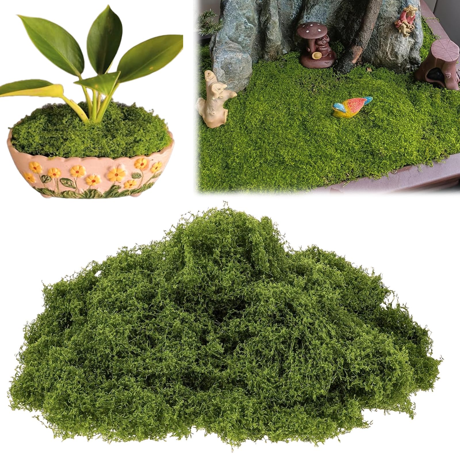 Woohome Muschio Artificiale, 25 Pz 2 Taglia Artificiale Moss Rocks Stones Verde Decorazioni Finte di Muschio per Composizioni Floreali, Giardini Fatati e Artigianato