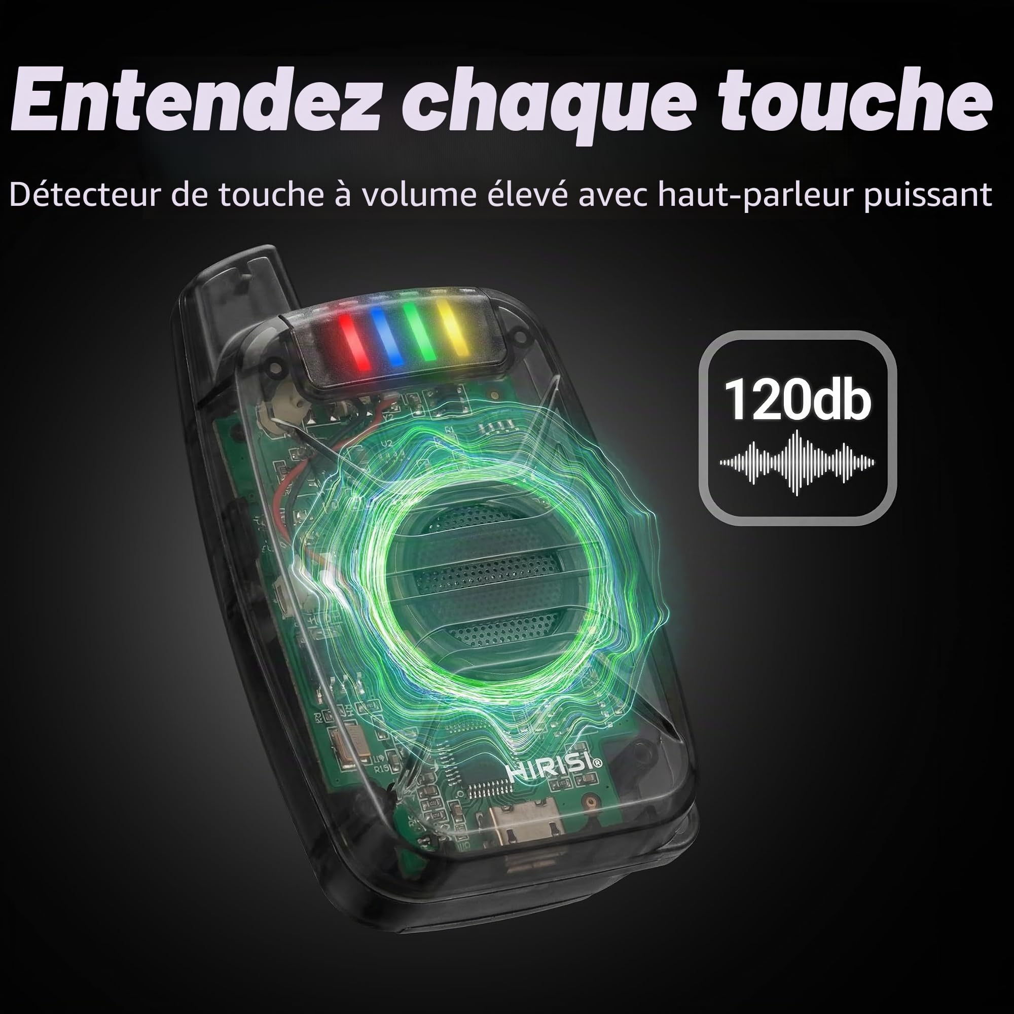 Hirisi Tackle Kit Alarme de Touche étanche sans Fil pour pêche à la Carpe avec Barre d'oreille 200 m