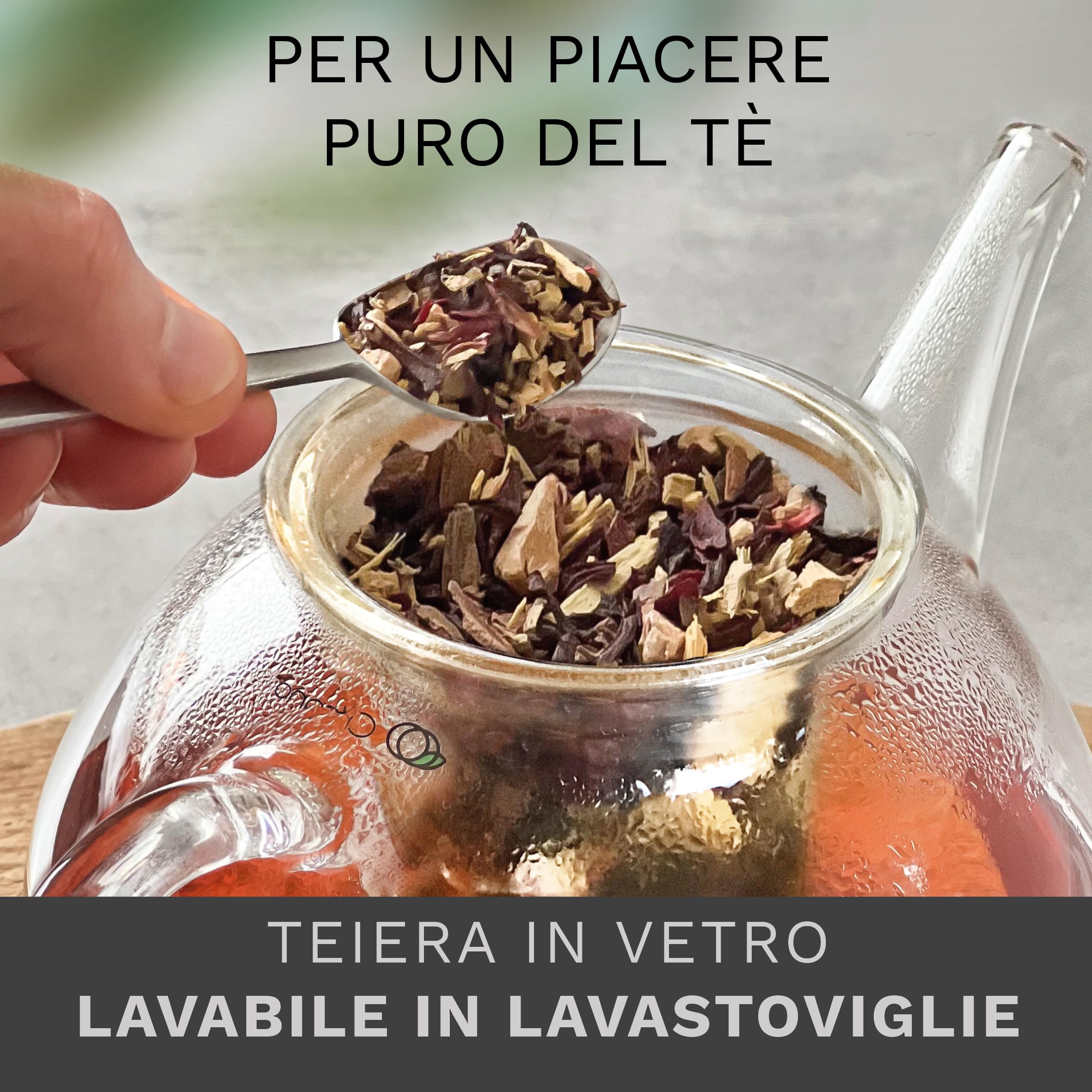 Creano Teiera in Vetro 1,2 L con Filtro e Copercio in Vetro Integrato Antigoccia Elegante Teiera Trasparente per Tè e Infusi Regalo Perfetto