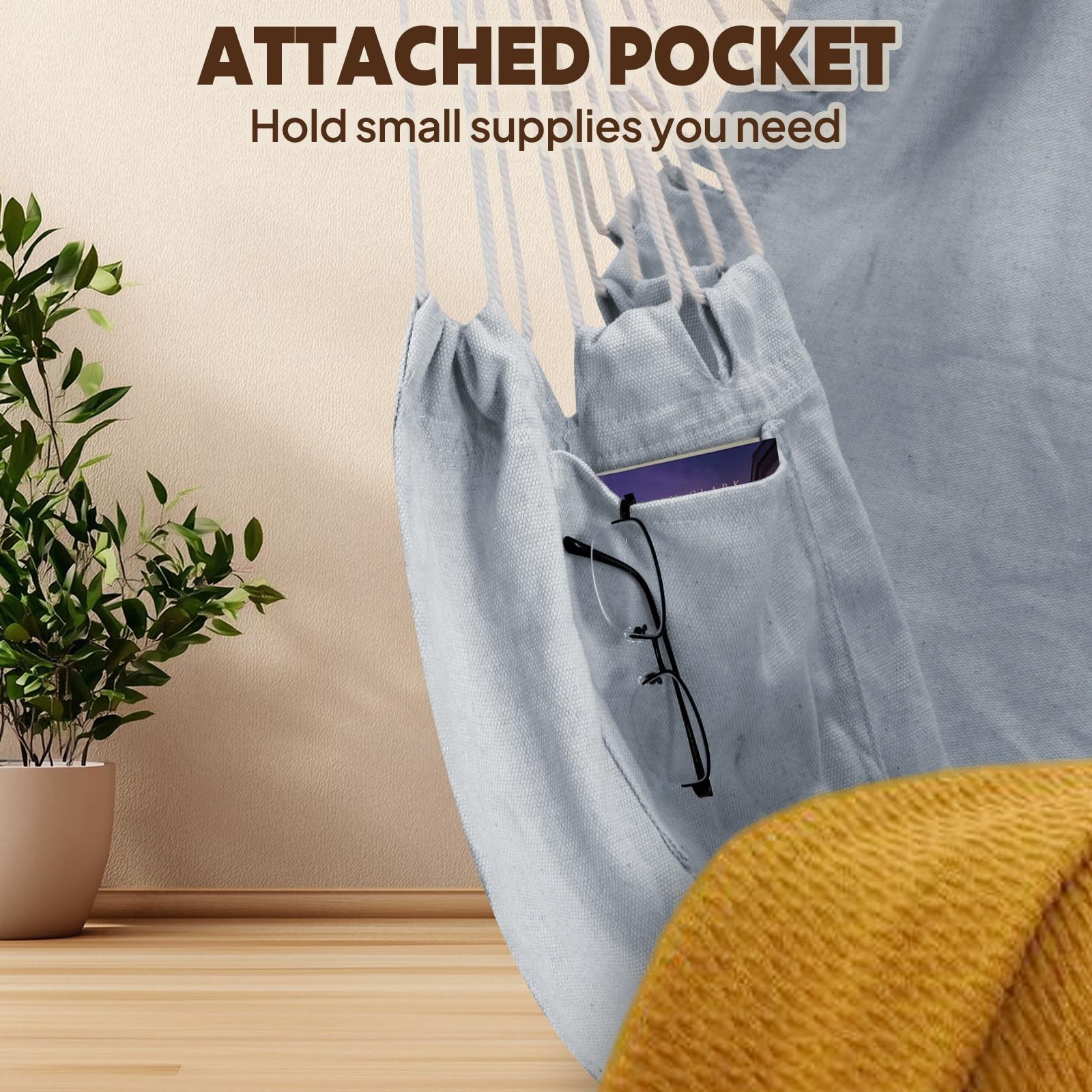 Chihee Sedie Sospese Sedia amaca Forte In metallo Collassabile Barra di diffusione Portatile Sedia appesa Massimo 227KG Seduta comoda Patio Miscela di cotone per Comfort superiore Durata nel tempo