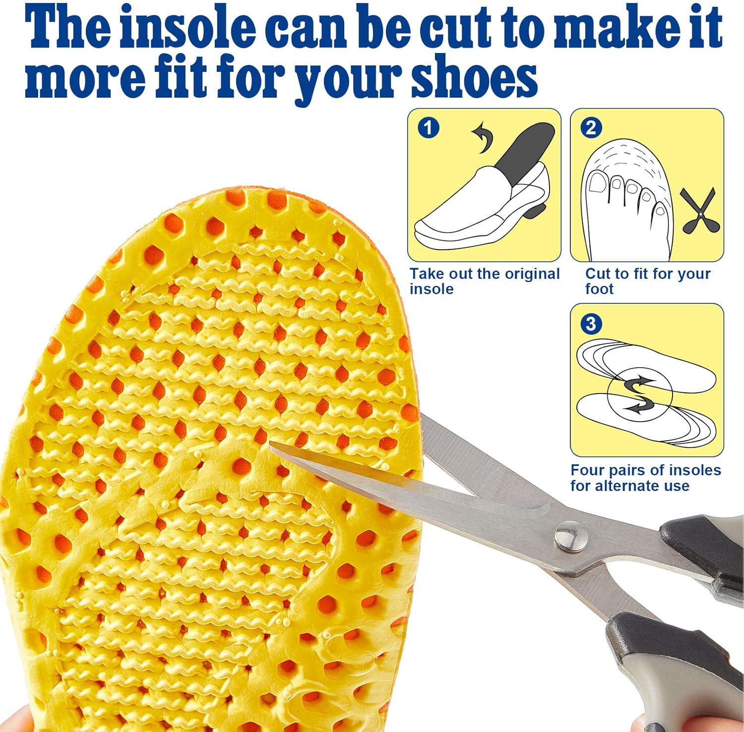 Unittype 4 Pairs Shoe Inserts for Men Women Memory Foam Insoles Shock Absorbing Breathable Replacement Insoles for Work Boots Running Sports Shoes Boots(Men Us 8-12,Beige) - Image 4