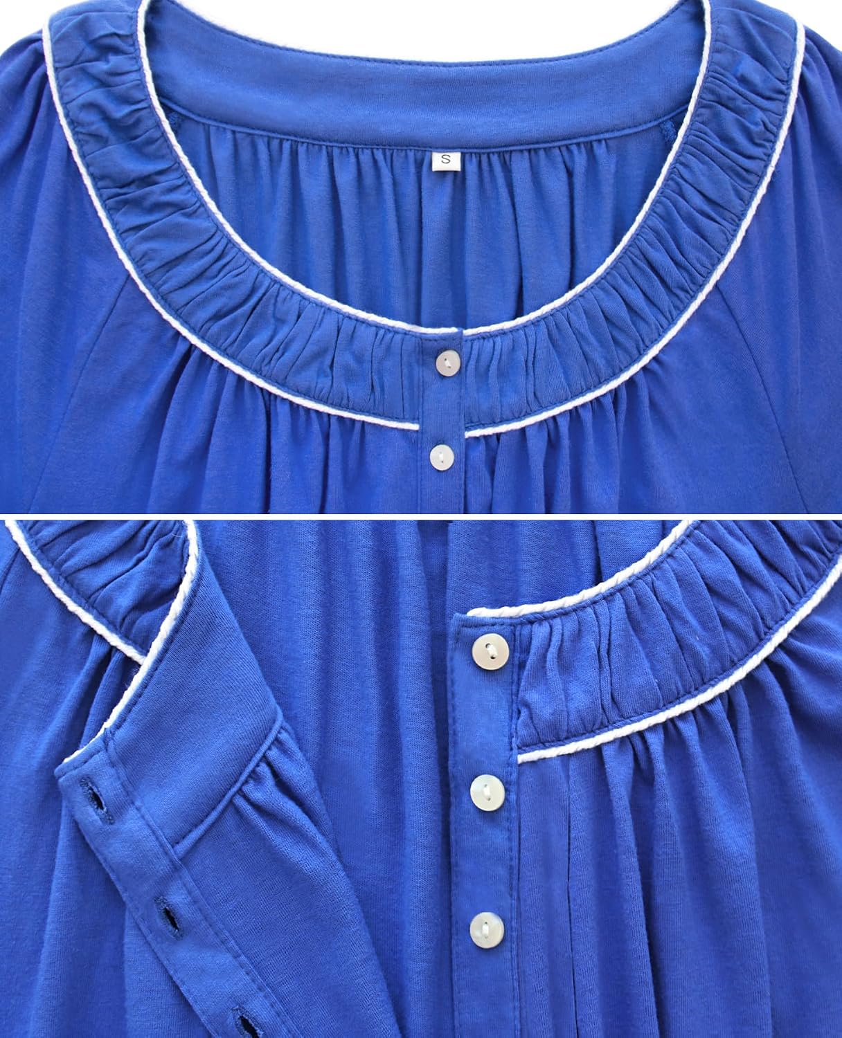 IZZY + TOBY Nightgowns for Women Long Sleeve Soft 100% Knit Jersey Cotton Sleepwear Night Gown