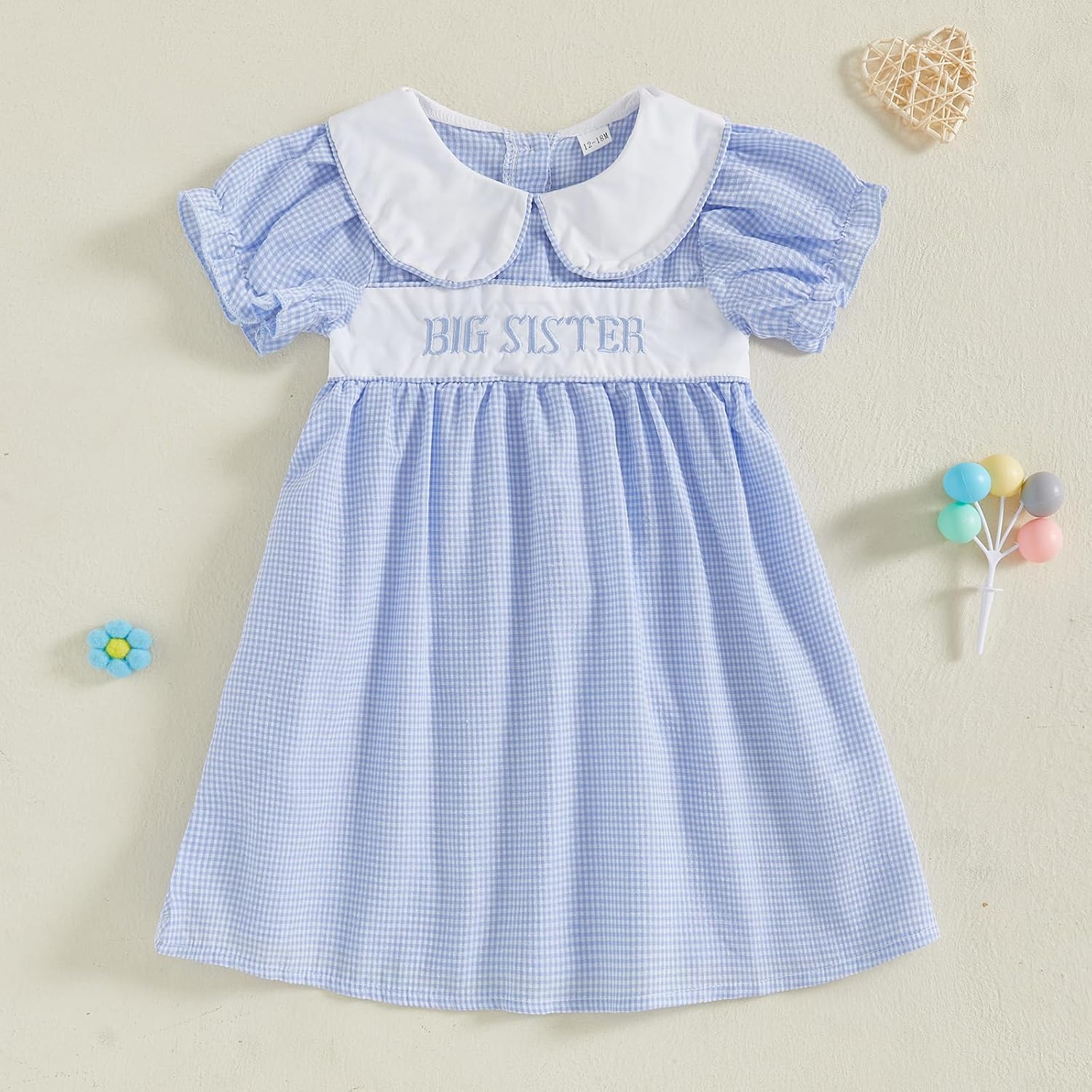 Big Sister Little Sister Matching Outfits Short Sleeve Bubble Romper Smocked Dress Toddler Girl Summer Clothes