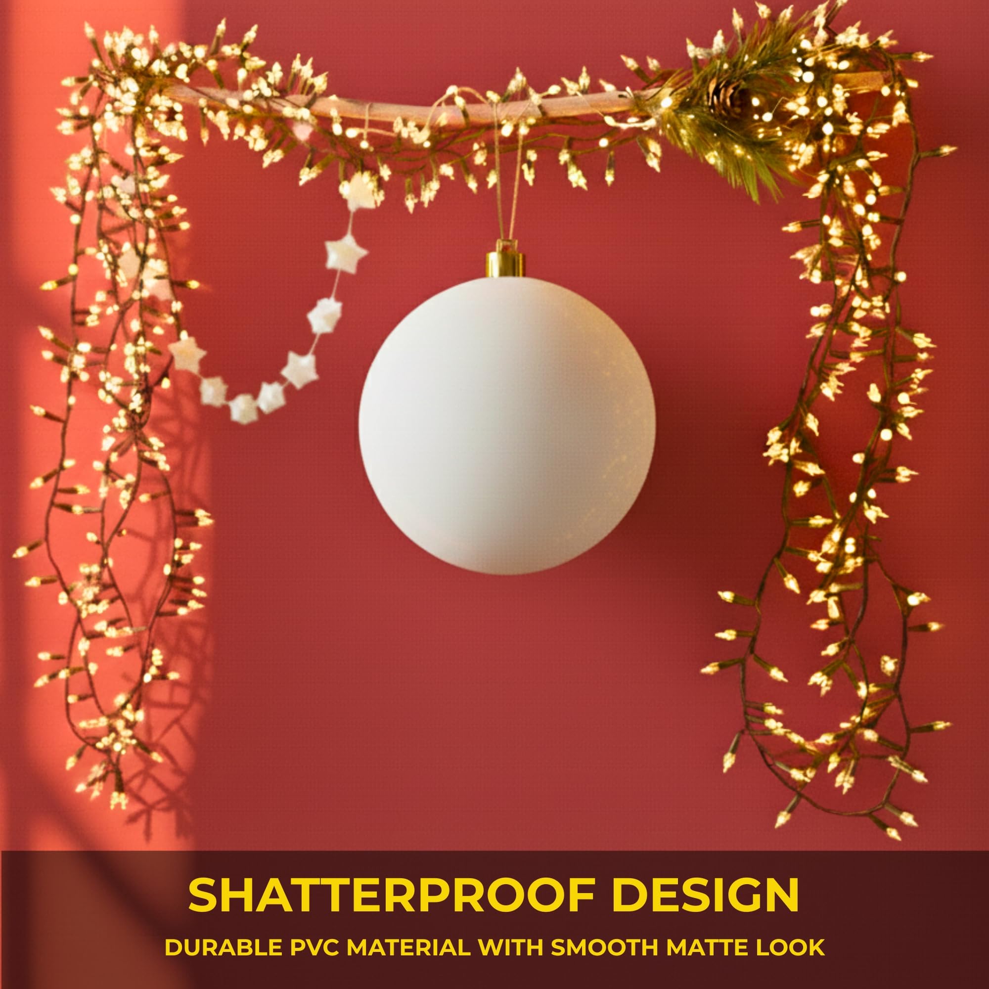 25 cm große, weiße Weihnachtskugel, PVC, bruchsicher, Mattes Finish, Weihnachtsdekoration, Festliche Weihnachtsbaum-Hängedekoration, rundes Ornament für Urlaub, Heimdekoration