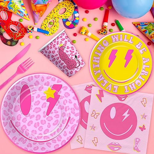 Miniatura 5 de Vajilla de decoración de cumpleaños preppy  Decoraciones de fiesta Y2K Preppy Y2K, plato de cara de slime, taza, servilleta, mantel, cubiertos,