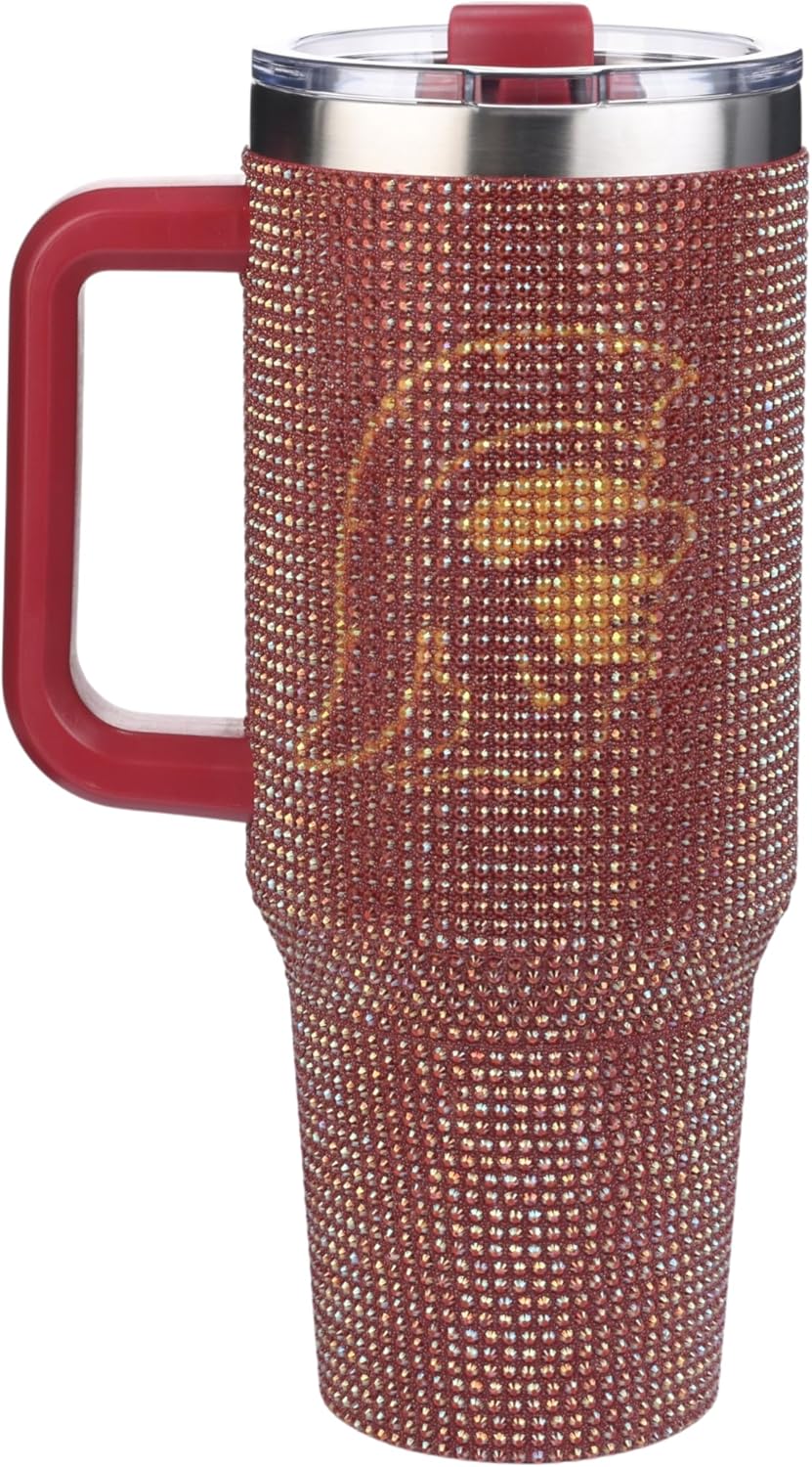 The Memory Company Officially Licensed NCAA 40oz Rhinestone-Embellished Game Day Tumbler, Stainless Steel Sports Water Bottle with Lid & Straw, Vacuum Insulated, For Hot & Cold Drinks - Image 4