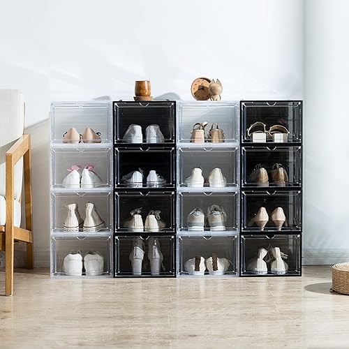 Miniatura 5 de Cajas de almacenamiento resistentes para zapatos caja organizadora de armario cajas magnéticas con cierre abatible cajones apilables de plástico