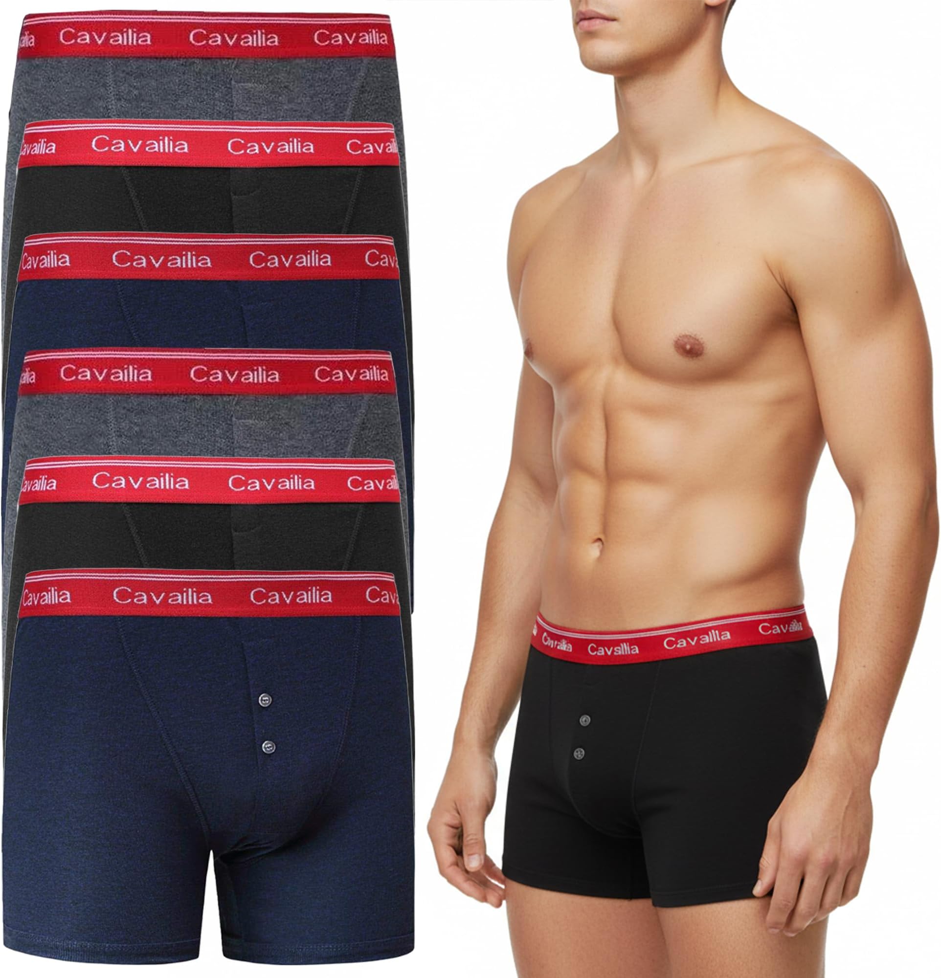 6 Pack Assorted Men’s Boxer Shorts, Premium Soft Multipack Cotton Stretch Trunks With Front Fly Button Comfort Breathable Underwear Underpants For Men