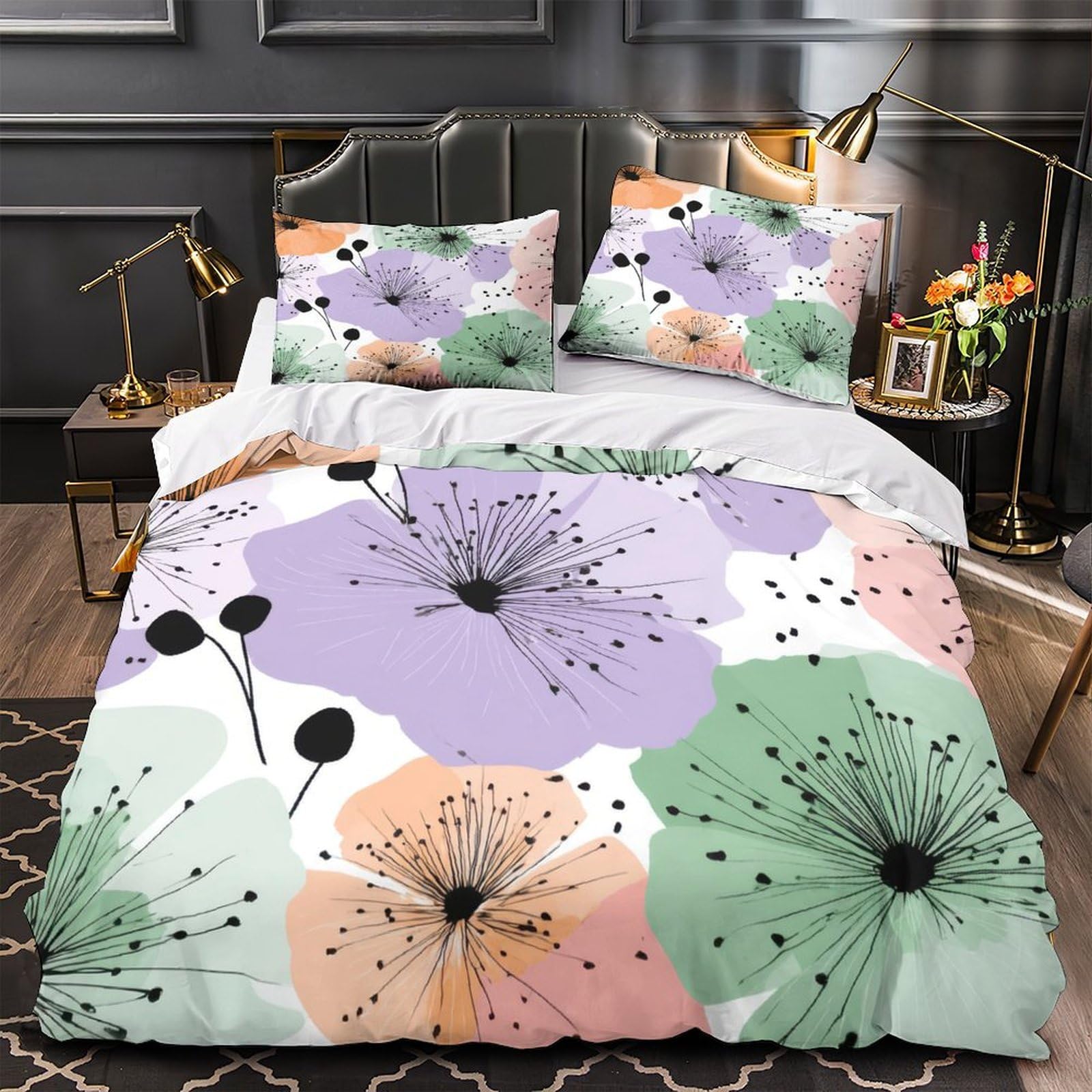 Housse de couette 135x200 motif floral pour une chambre d'amis moderne et chaleureuse