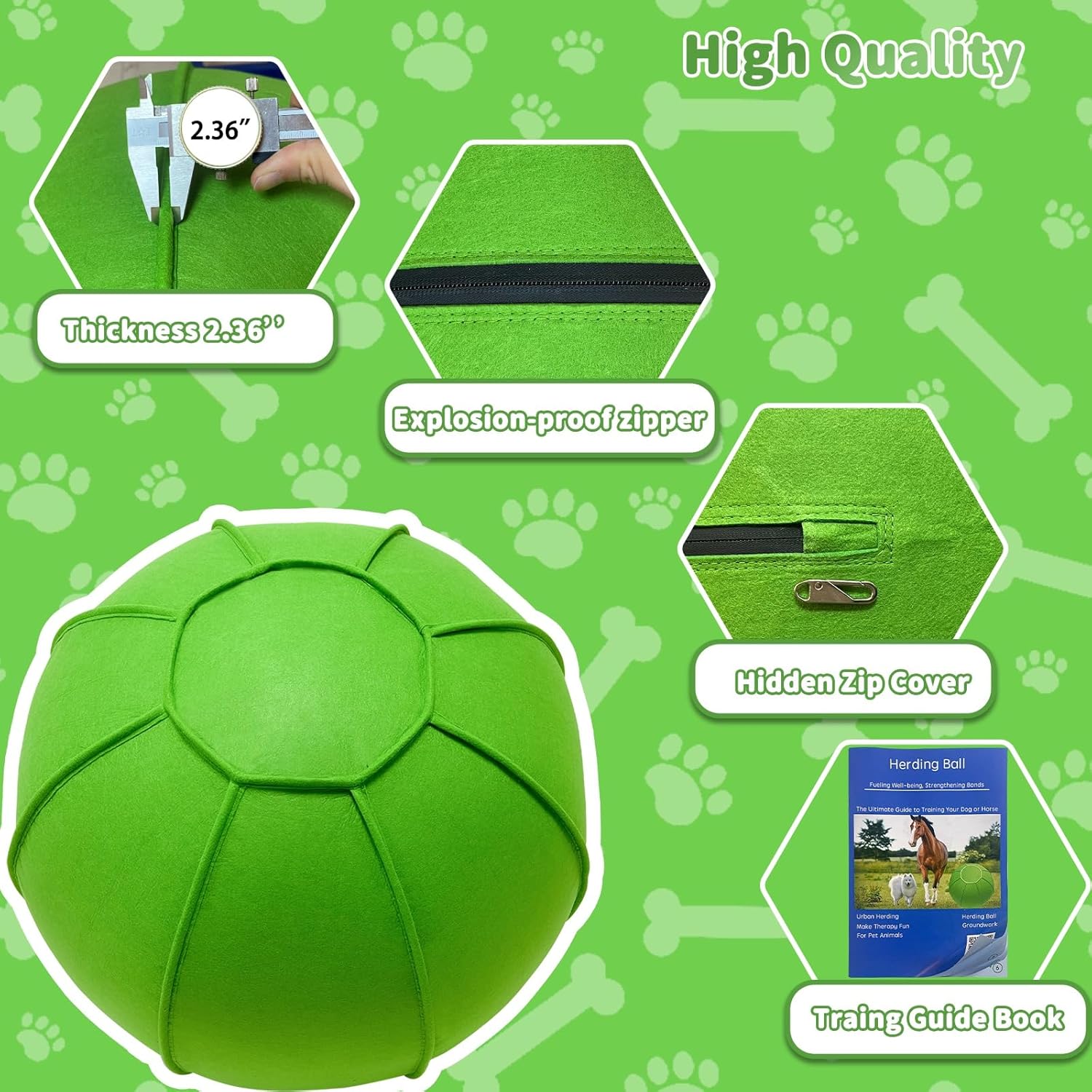 Herding Ball for Dogs, Large Dog Training, Jolly Ball for Australian Shepherd and Collie 25 inch (Green)