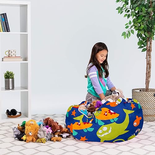 Miniatura 183 de Posh Funda de Silla Puf Rellenable para Almacenamiento de Animales de Peluche para Niños - Organizador de Juguetes Infantiles, Grande-38 - Lona