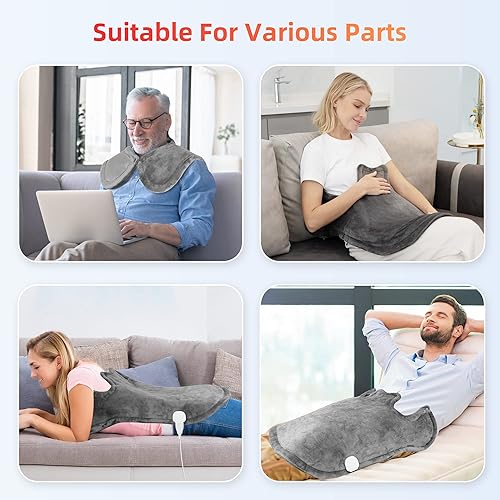 Miniatura 5 de COMFIER Almohadilla térmica para cuello y hombro, almohadilla térmica ponderada portátil, almohadilla térmica de cuello y hombros para aliviar el