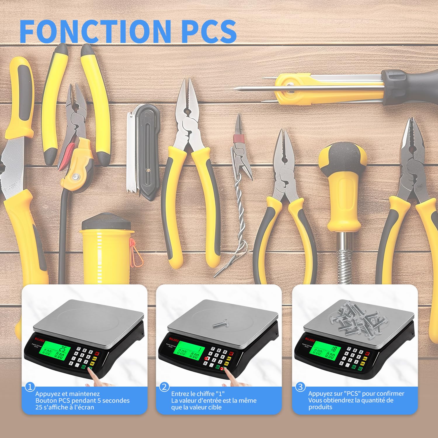 Balance de cuisine professionnelle 30kg Numérique en acier inoxydable balance électronique de cuisine PCS comptant les échelles ' avec LCD balances alimentaire pour Alimentaire Multifonctionnel