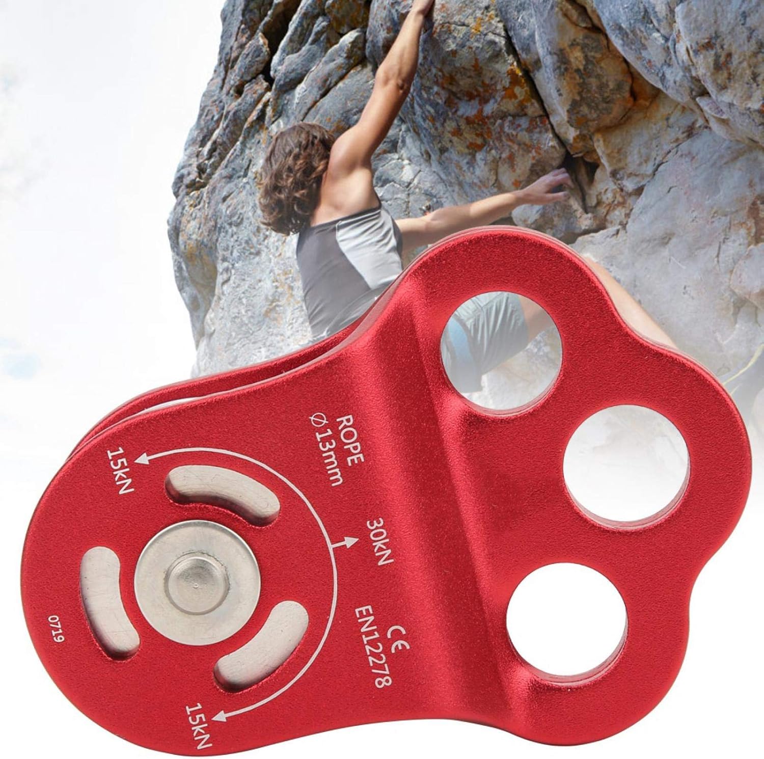 Climbing Single Pulley, Three Hole Pulley 7075 Aviation Aluminum Climbing Bearing Single Pulley, for Outdoor Mountain Climbing, for Prompt Drop