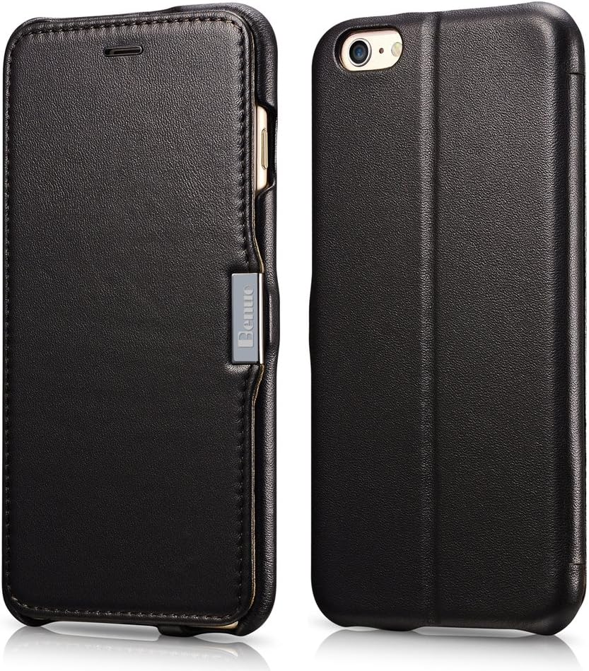iPhone 6s Plus Case, Benuo [Luxury Series] [Stand Feature] Folio Case Flip Cover, Corrected Grain Genuine Leather Case [1 Card Slot] with Magnetic Closure for iPhone 6 Plus iPhone 6s Plus 5.5 inch (Coffee)