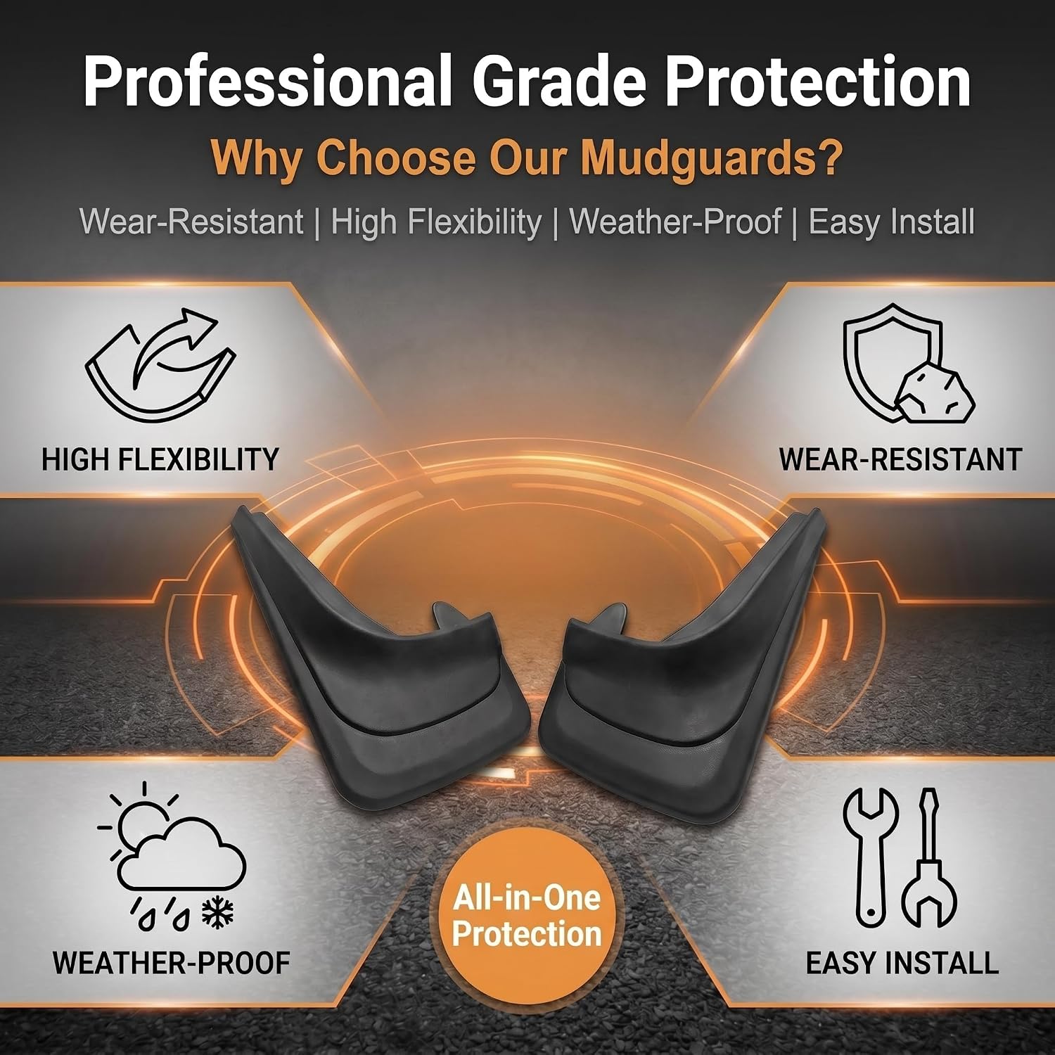 2PCS Mud Flaps, Scratch-Resistant Mud Flaps Splash Guards Mudguards Mudflaps, 8.27 x 12.6In Tire Rear Trim Mud Flaps, Universal for Most Cars, SUVs, Trucks (Black)