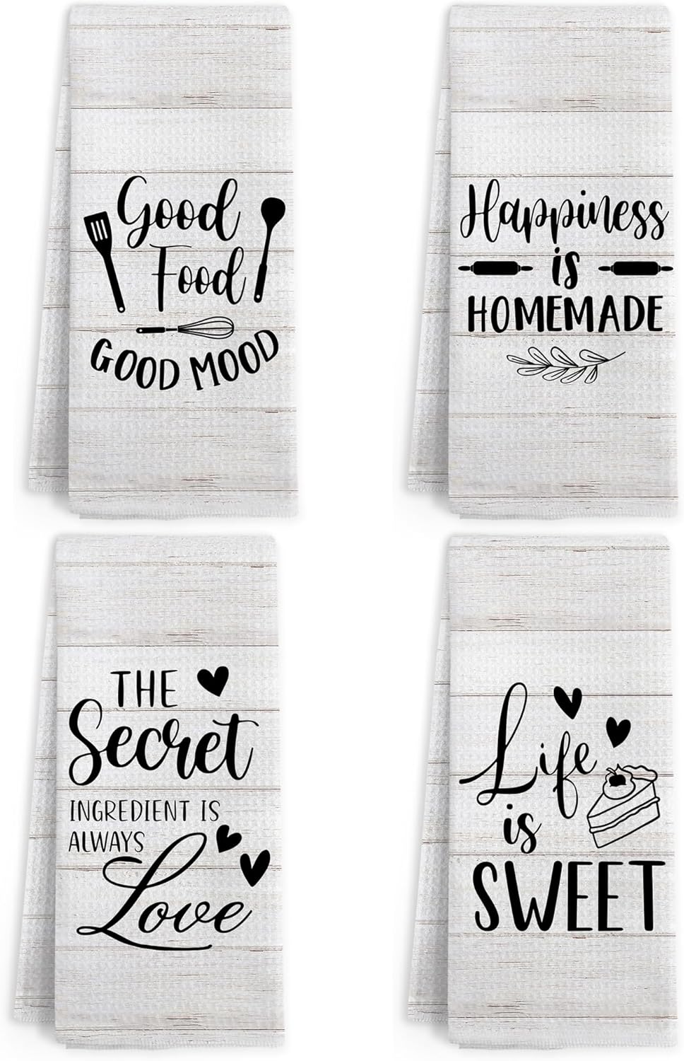 Farmhouse Kitchen Towels, The Secret Ingredient is Always Love Hand Towels Set of 4, Baking Cooking Hand Dish Tea Towel for Kitchen Bathroom Decor, Housewarming Gifts for Women Men, 16x24 Inch