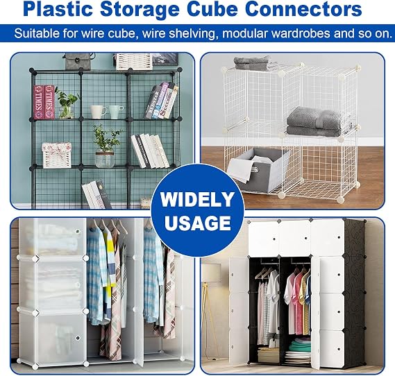 Hordion 52pcs Cube Connectors, Black Wire Grid Cube Organizer Connector