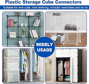 Hordion 52pcs Cube Connectors, Black Wire Grid Cube Organizer Connector