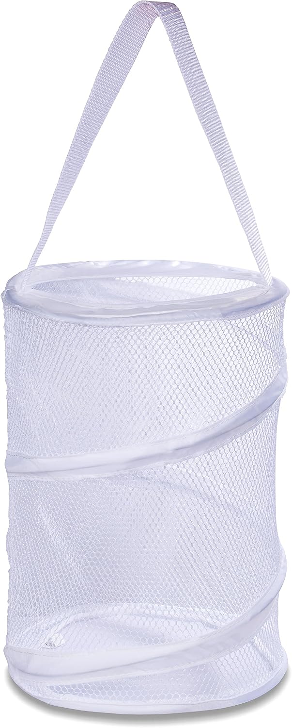 Dorm Shower Caddy – 8” X 12” - Carry Your Sundries Right Into The Shower. Great for College Dorm Life, Gyms, Camping and Travel. Folds Flat for Easy Storage When Not Needed. (White)