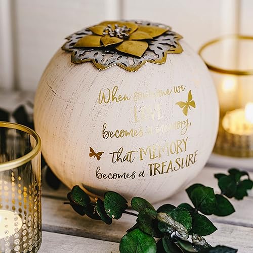 Miniatura 7 de Pavilion Gift Company Portavelas redondo de 5 pulgadas When Someone We Love, Memory Becomes A Treasure, 5.5 pulgadas, dorado