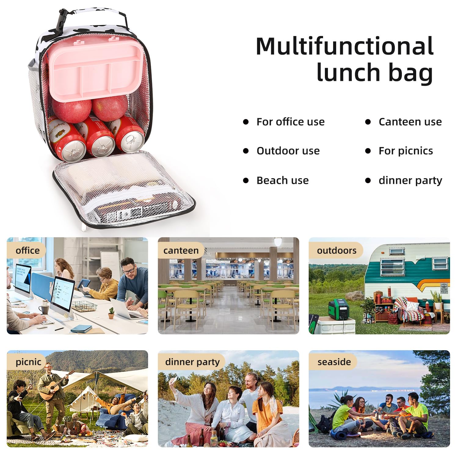 Lovoeo Lunch box Lunch bag for men women Insulated Lunchbox Lunch bags for Work Picnic Travel (Light green)