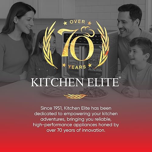 Miniatura 6 de Kitchen Elite Horno freidora de aire de puerta francesa de 16 cuartos de galón, cocina de convección de encimera de tamaño familiar con pantalla