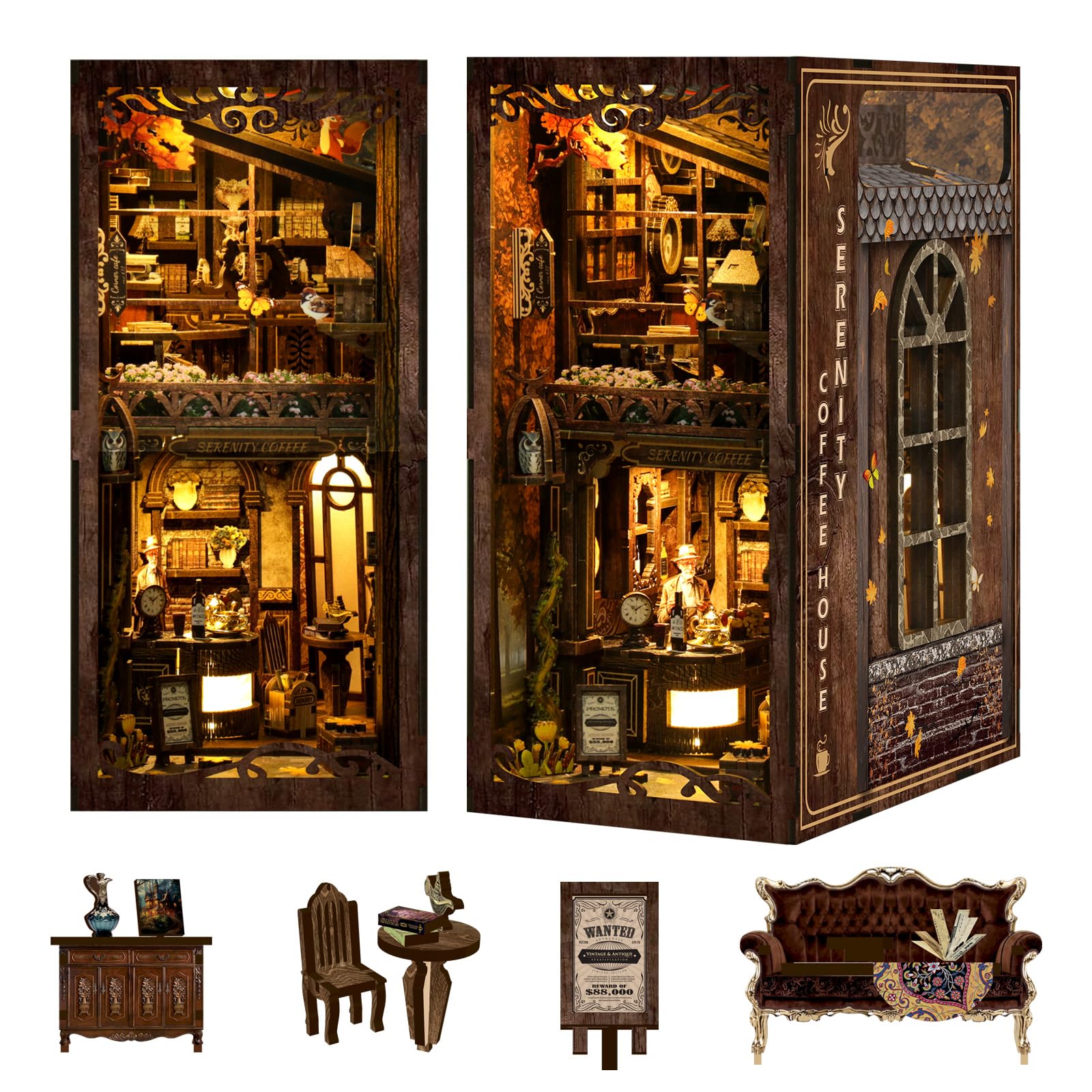 Amazon.com: Book Nook Kits for Adults, 3D Quiet Cafe Wooden Puzzle