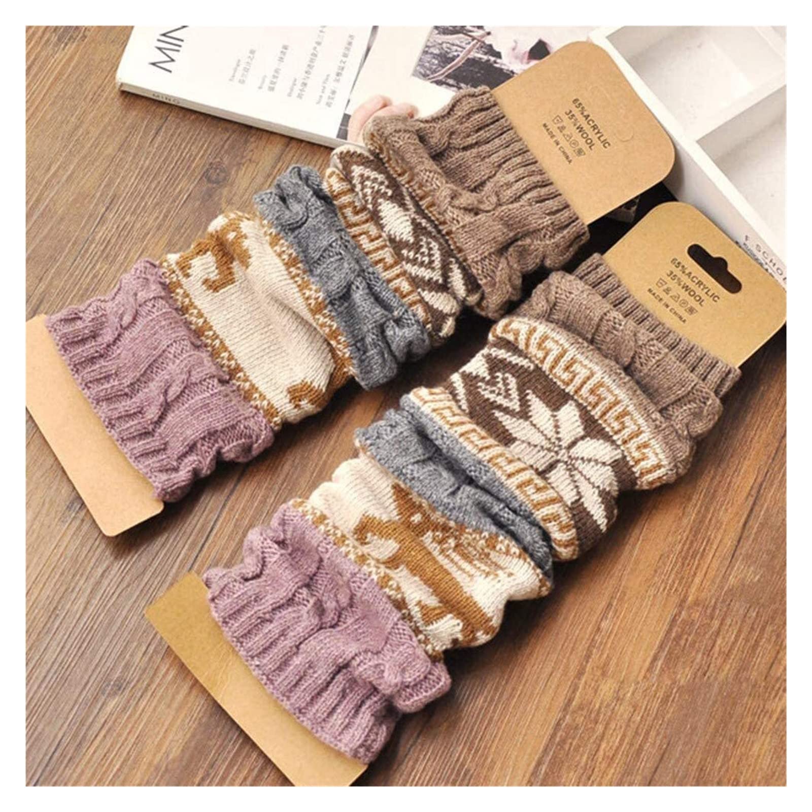 Calzini Termici Calze Invernali Scaldamuscoli Da Donna Di Natale, Scaldamuscoli Invernali Con Motivo A Fiocco Di Neve E Renna Calzini (Color : B, Size : One Size)