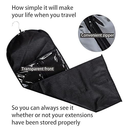 Miniatura 6 de Paquete de 2 extensiones de pelo extralargas para peluca con percha postizos de cola de caballo, estuche de almacenamiento para almacenar estilo de