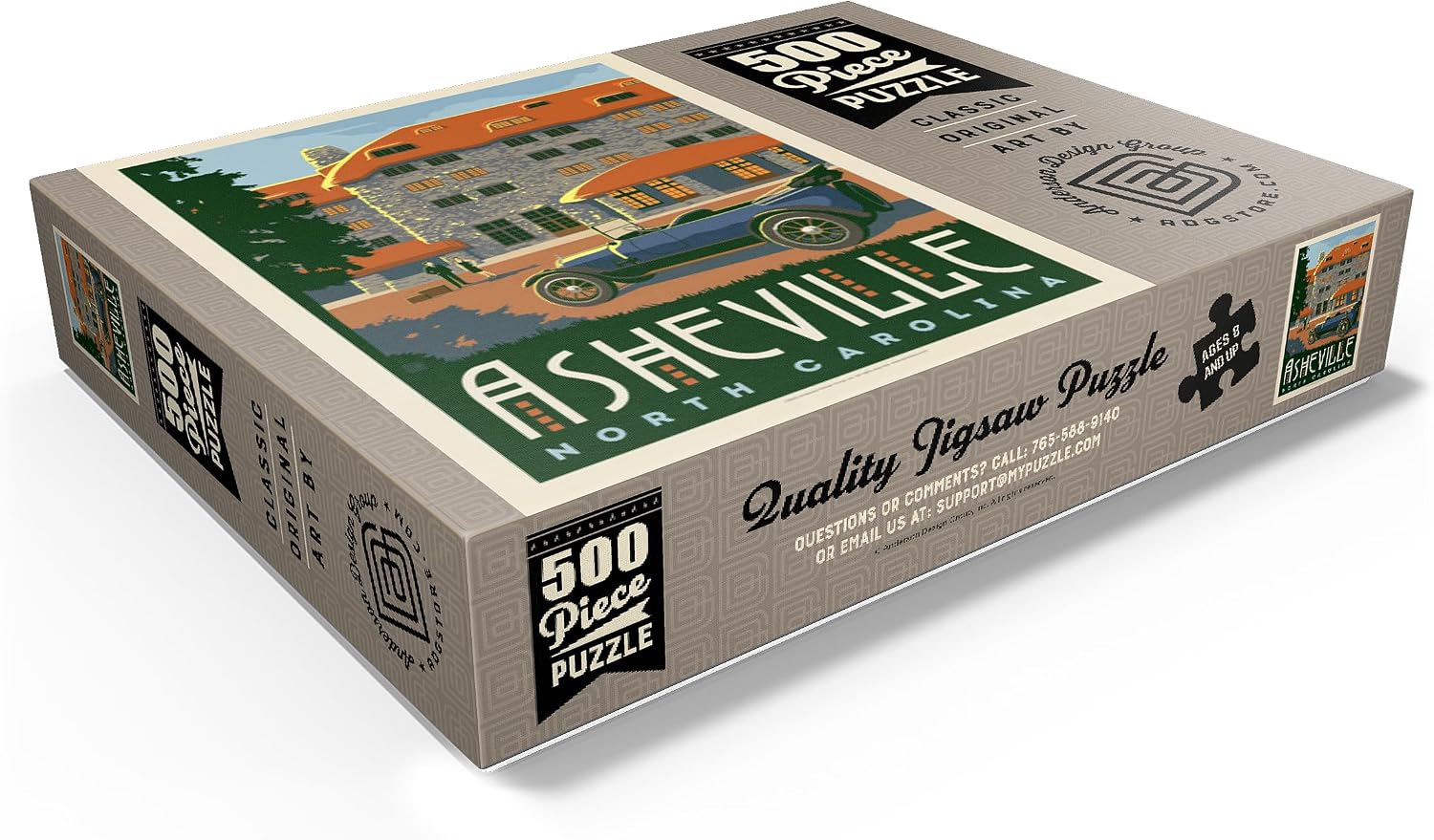 MyPuzzle Asheville: North Carolina, Vintage Poster - Premium 500 Piece Jigsaw Puzzle for Adults