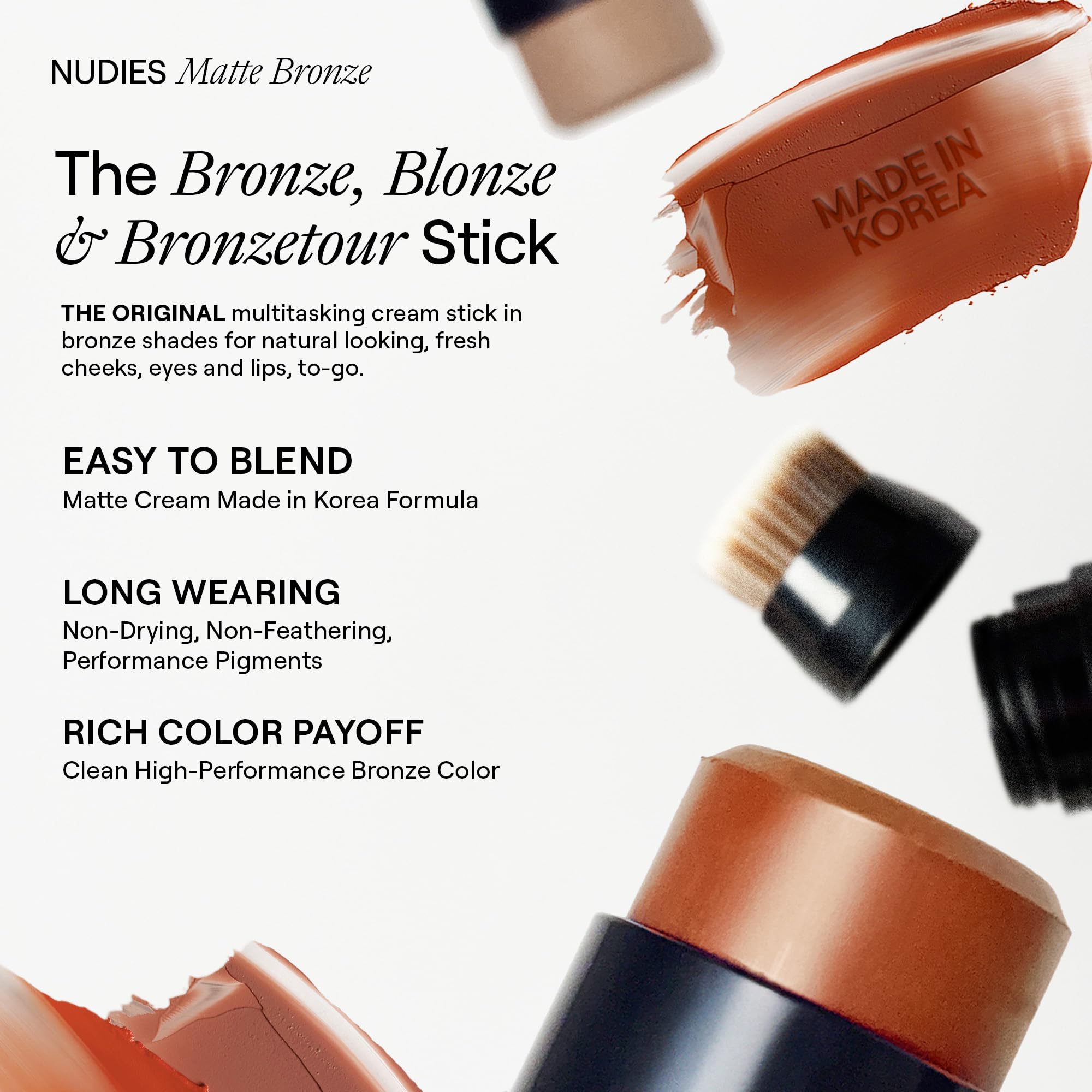 NUDESTIX Nudies Bronze Matte Bronzer Stick Sunkissed – Creme Bronzer & Contour Stick – Natürliches Finish, Langanhaltend, Vegan – Für Gesicht, Augen & Lippen 7g