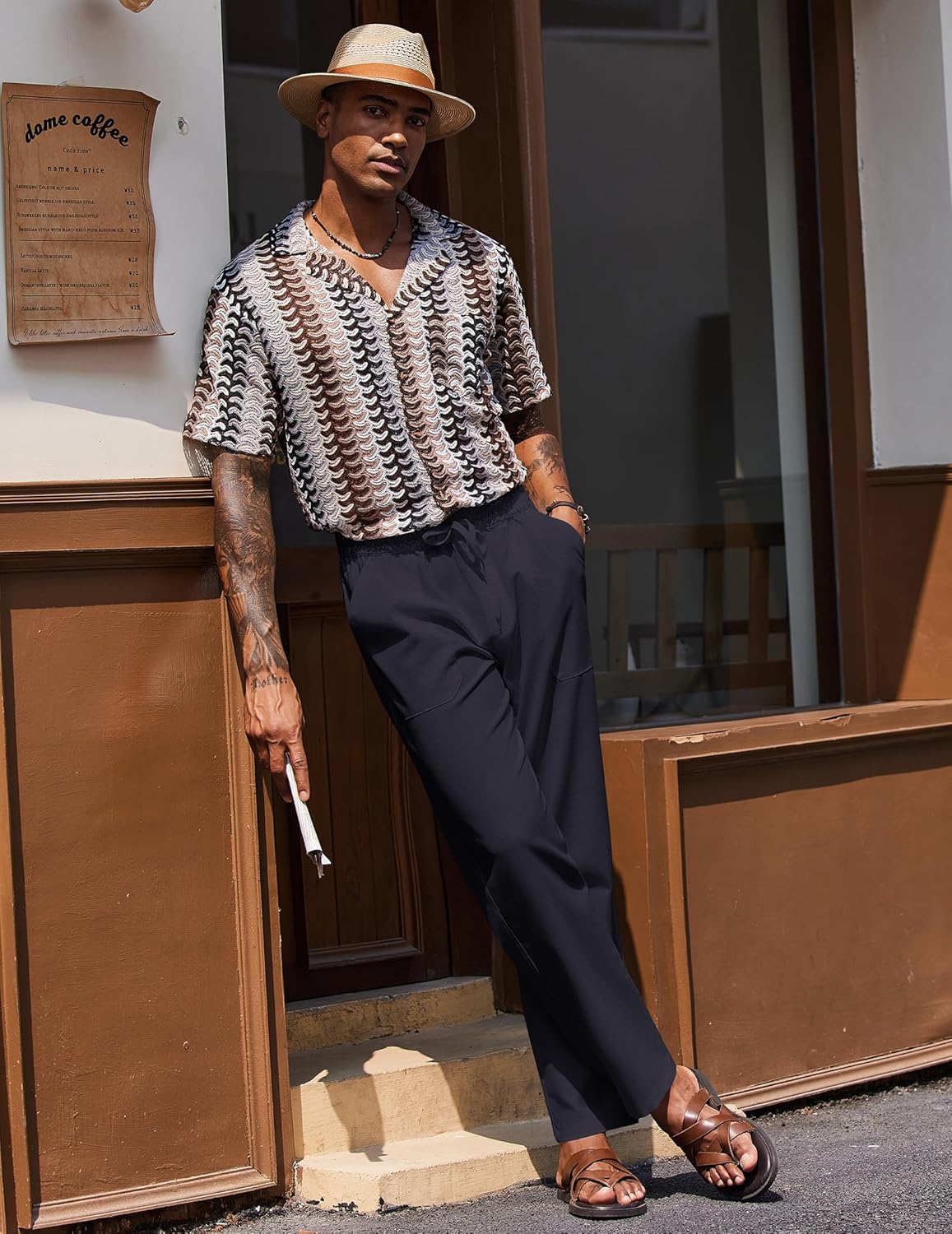 COOFANDY Linen Pants Mens Lightweight Linen Pants Elastic Waist Beach Yoga Summer Trousers - Image 4