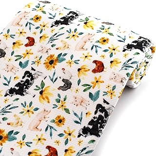 Sunflower Farm Animals Printed Liverpool Bullet Fabric Textured Knit 4 Way Stretch - 6" Strip
