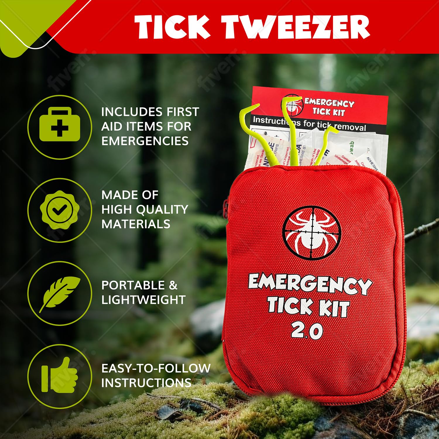 Mega Tick Kit Removal 50pcs Remover Tools for Humans and Dogs - Hiking Gear Tick Puller and Tweezers - First aid kit (1 Set) - image 3