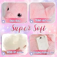 Vista 3 de Athoinsu Juguete de peluche suave de elefante iluminado con luz nocturna LED día del niño día de San Valentín cumpleaños para niños pequeños rosa 12